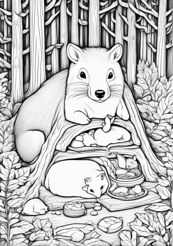 Enchanting Christmas Forest Animals Coloring Book - 11 Pages