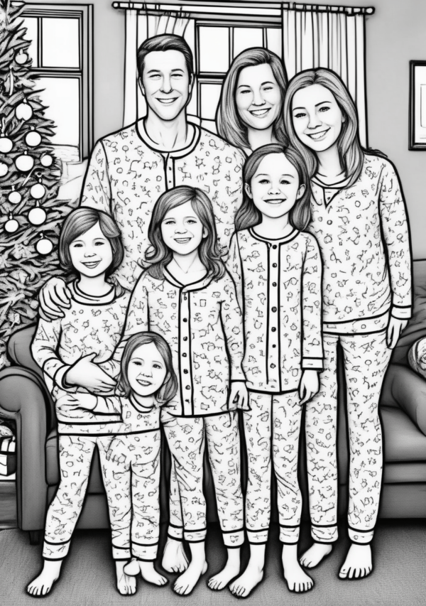 Unique Christmas Family Coloring Book - 11 Pages - Image 2