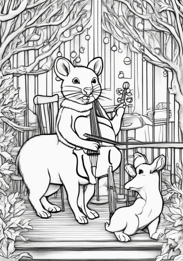 Enchanting Christmas Coloring Book - Whimsical Animal Scenes - 11 Pages