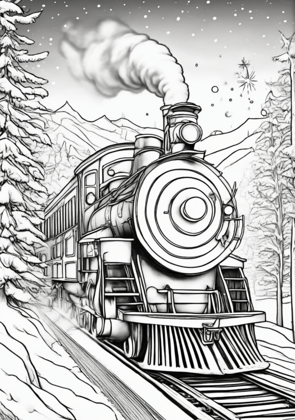 Christmas Train Adventure Coloring Book - 11 Pages - Image 4