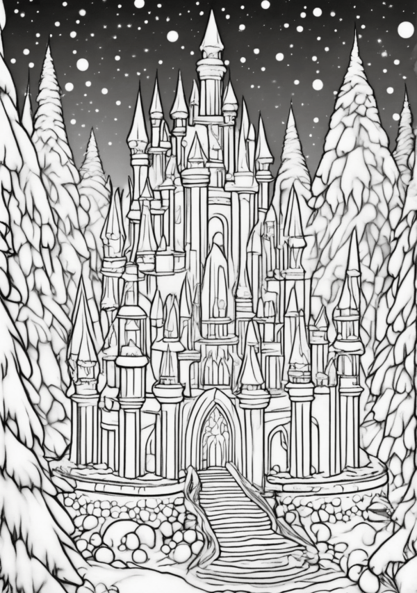 Enchanting Christmas Castle Coloring Book - 11 Pages - Image 2