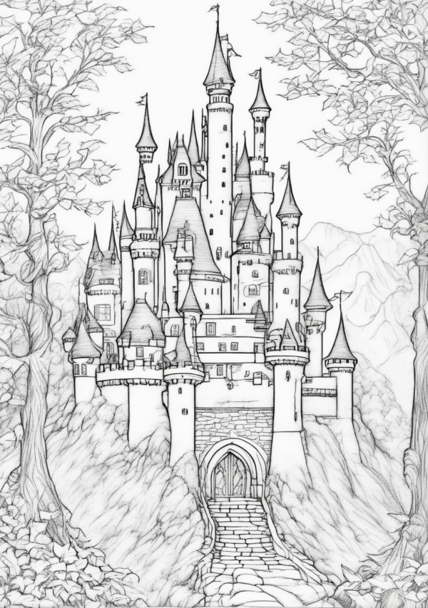 Enchanting Christmas Castles Coloring Book - 11 Pages - Image 2