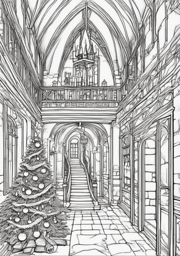 Christmas Fantasy Castle Coloring Book - 11 Pages - Image 2