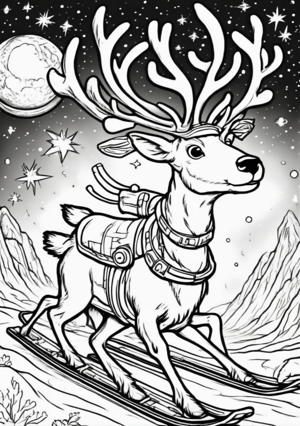 Christmas Reindeer Coloring Book - Digital Download - 11 Pages - Image 2