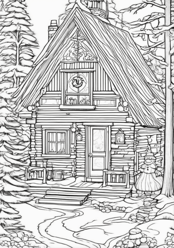 Christmas Cabin Coloring Book Digital Download - 11 Pages - Image 2