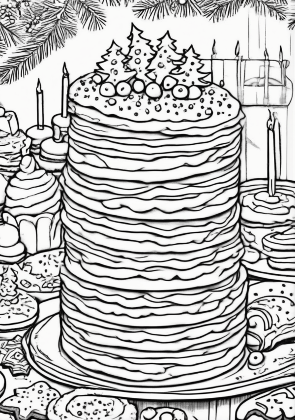 Christmas Coloring Book: Festive Cakes - 11 Pages