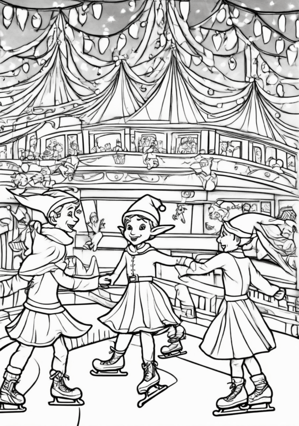 Christmas Ice Skating Coloring Book for Relaxation - 11 Pages - Image 3