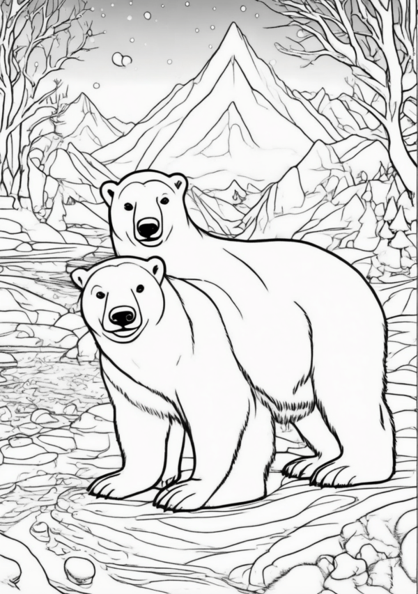 Christmas Polar Bear Coloring Book – Instant Download - 11 Pages