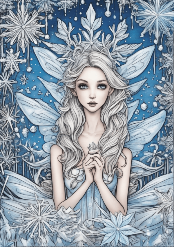 Christmas Fairy Coloring Book - Intricate Winter Scenes - 11 Pages