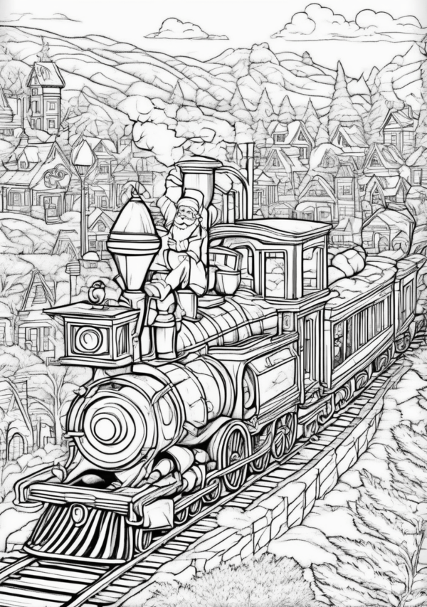 Christmas Train Coloring Book Digital Download - 11 Pages - Image 2