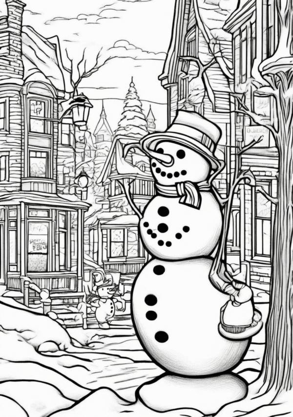 Christmas Coloring Book: Festive Snowman Scenes - 11 Pages - Image 2