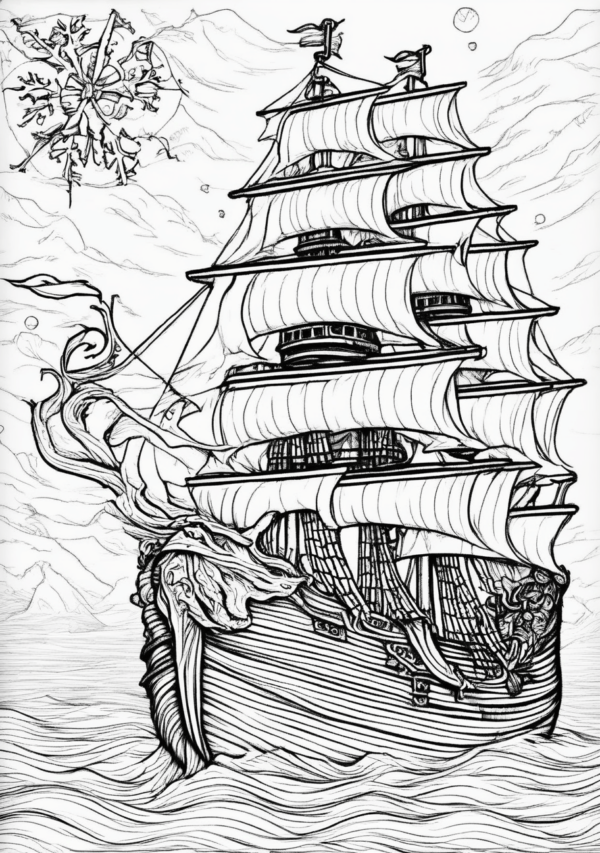 Intricate Christmas Ship Coloring Pages - 11 Pages - Image 2