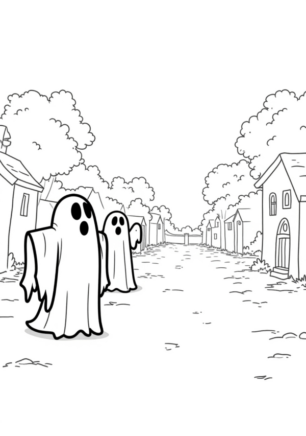 Halloween Ghost Coloring Book Digital Download - 11 Pages - Image 4