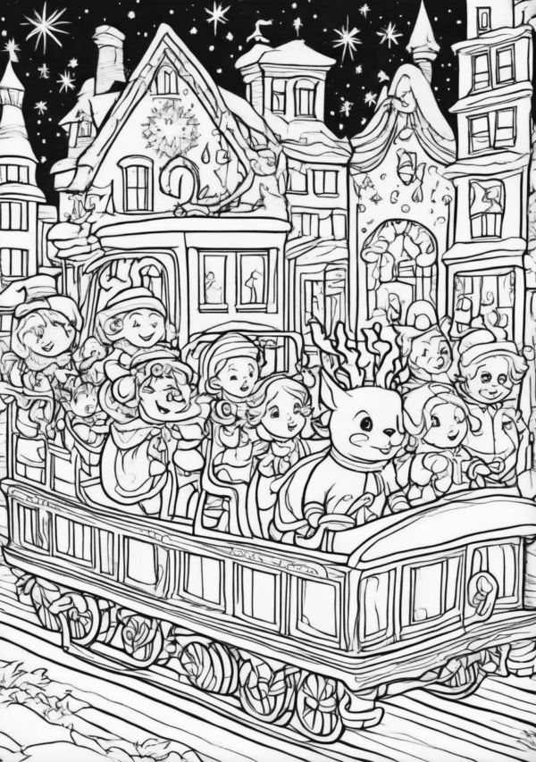 Christmas Scenes Digital Coloring Book - 11 Pages - Image 2