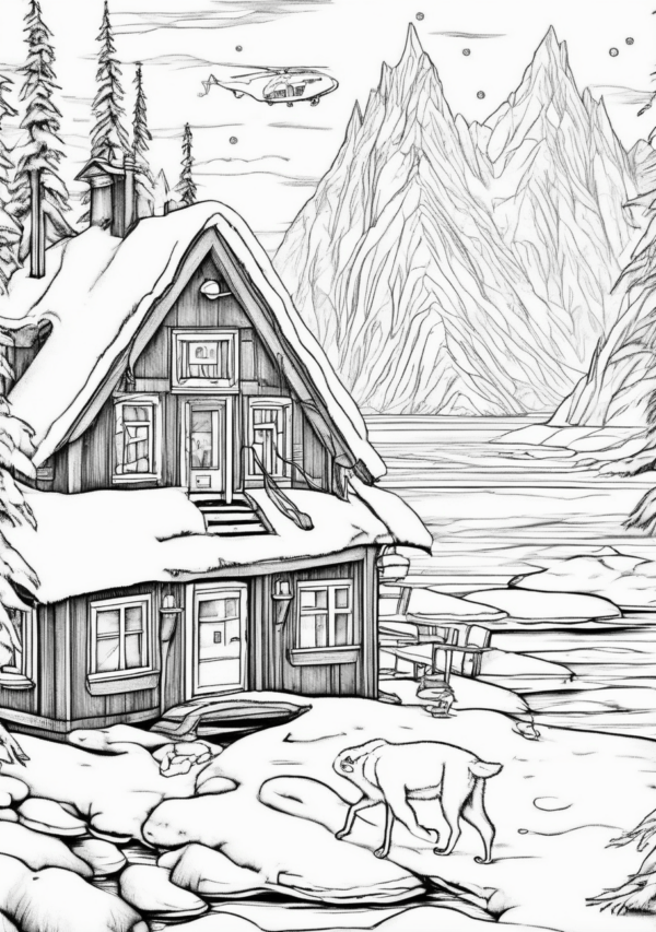 Peaceful Christmas Cabin Coloring Book – Digital Download - 11 Pages - Image 3