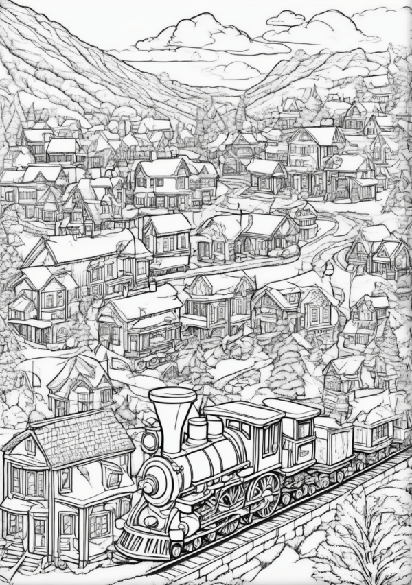 Christmas Train Coloring Book Digital Download - 11 Pages - Image 3