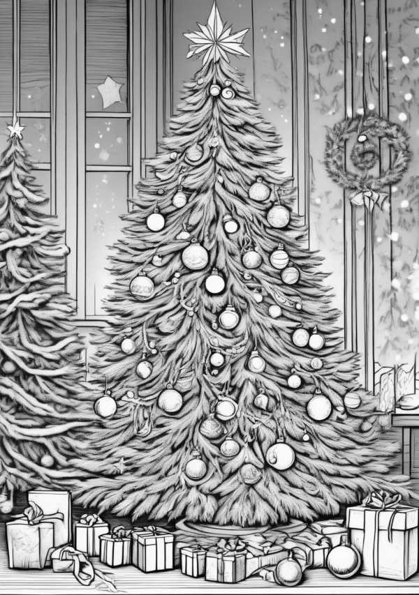 Intricate Christmas Tree Coloring Book Digital Download - 11 Pages - Image 2