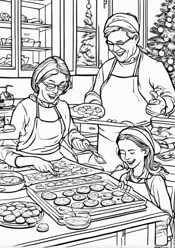 Christmas Family Moments Coloring Book - 11 Pages