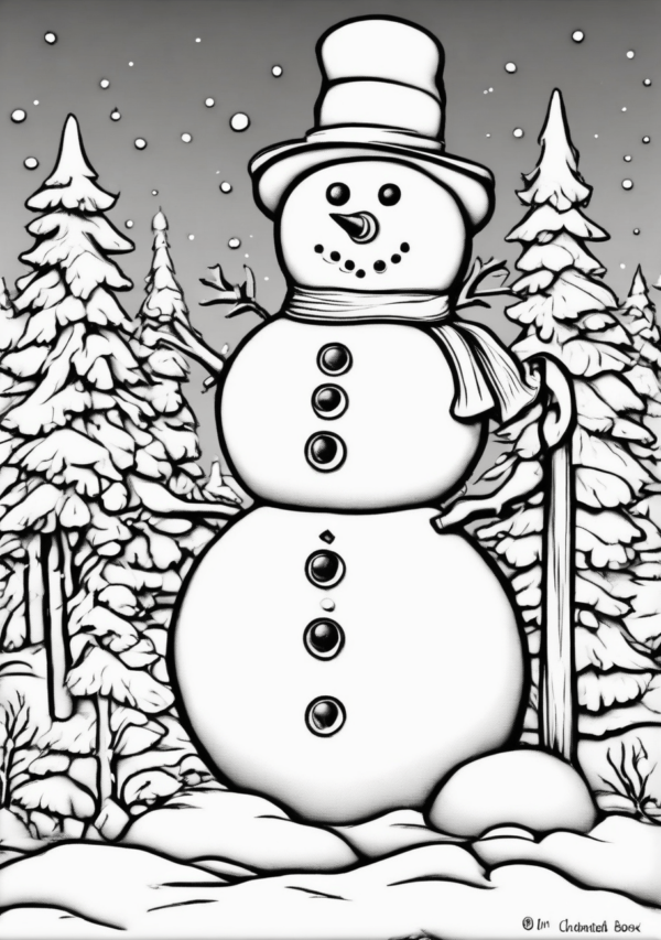 Christmas Snowman Scenes Coloring Book - 11 Pages