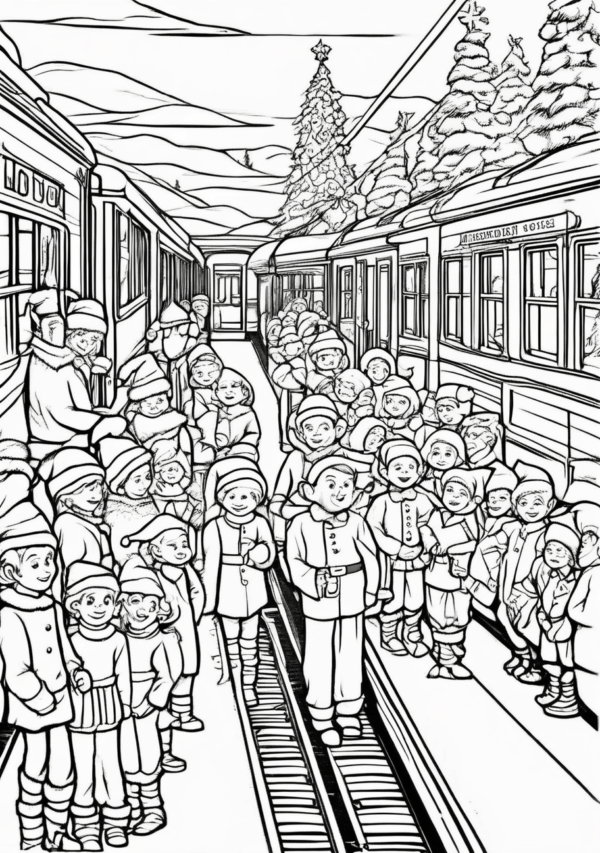 Christmas Train Adventures Coloring Book - 11 Pages