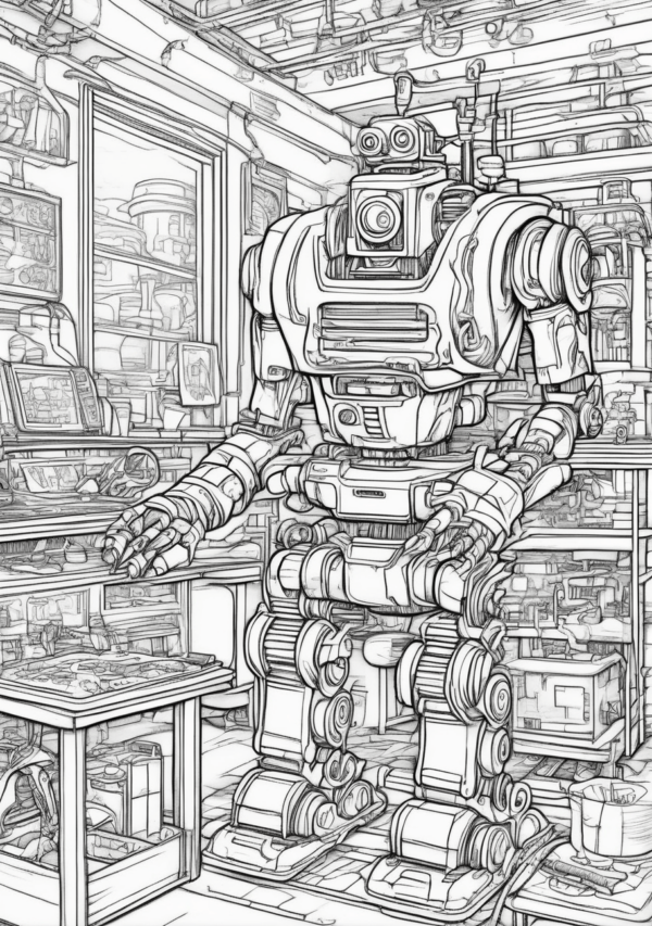 Unique Christmas Coloring Book with Robots - 11 Pages - Image 3