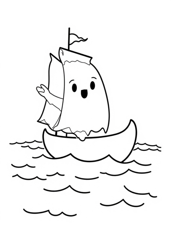 Halloween Boat Adventures Coloring Book - 11 Pages