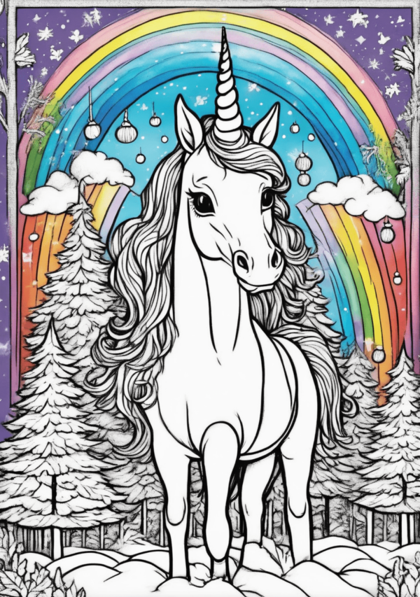 Christmas Unicorn Coloring Pages - Magical Designs for Creativity - 11 Pages - Image 2