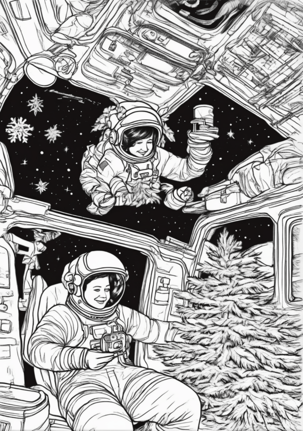 Christmas Space Adventure Coloring Book - 11 Pages - Image 2