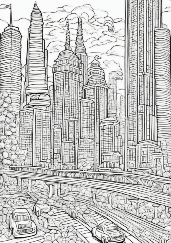 Beautiful Christmas Cityscapes Coloring Book - 11 Pages - Image 2