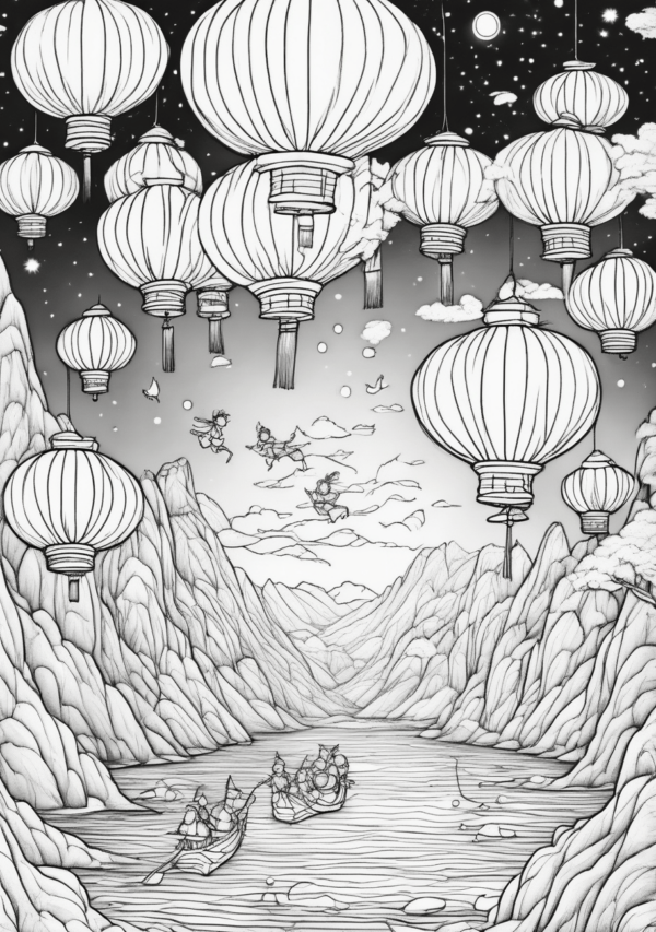 Christmas Coloring Book: Peaceful Lantern Scenes - 11 Pages