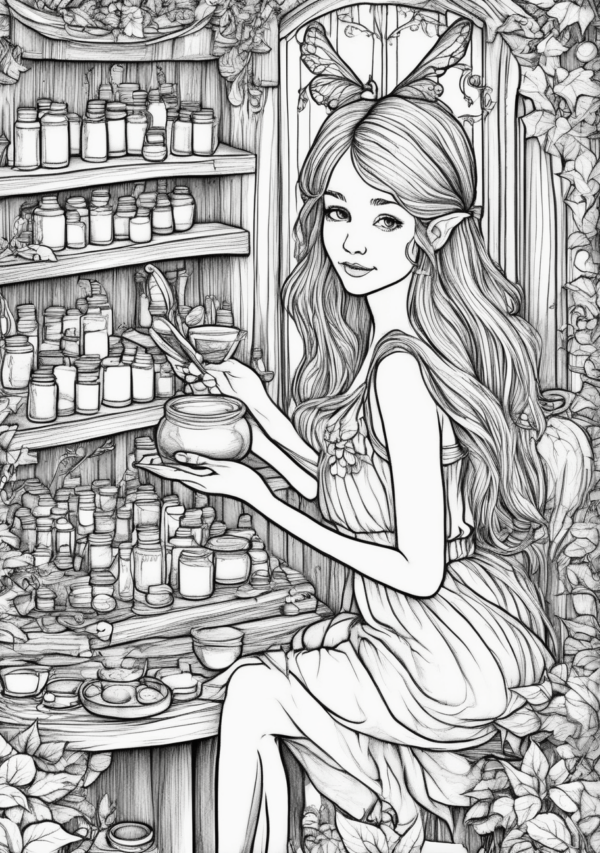 Beautiful Christmas Fairy Coloring Book Digital Download - 11 Pages - Image 3