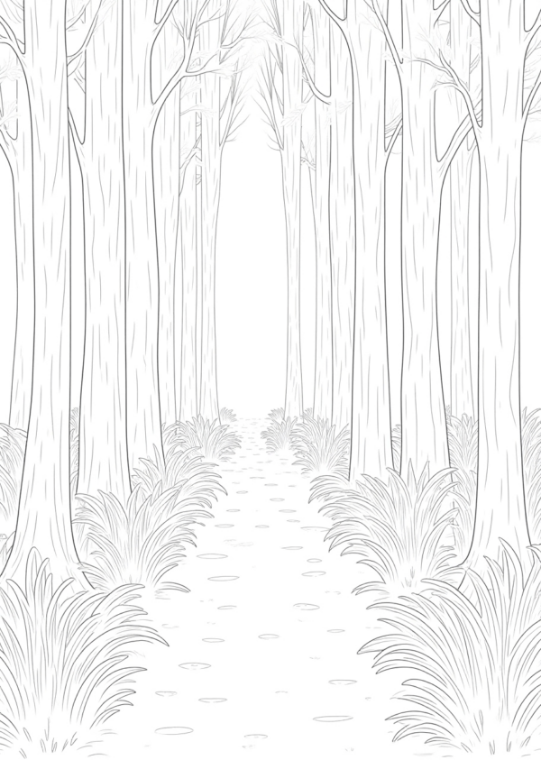 Halloween Coloring Book: Enchanted Forest Scenes - 11 Pages - Image 2