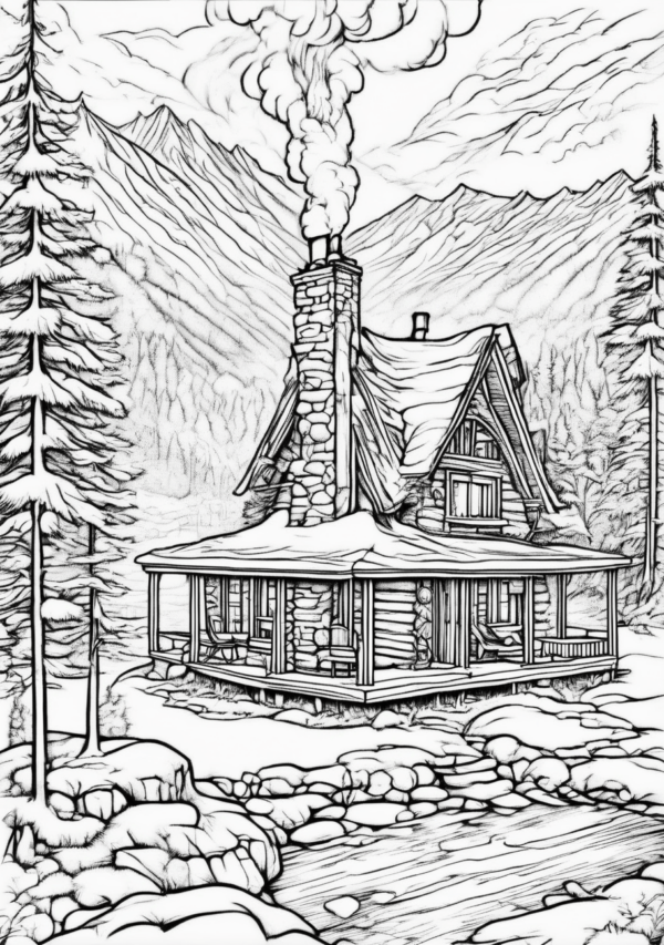 Christmas Cabin Coloring Book with Detailed Designs - 11 Pages - Image 2