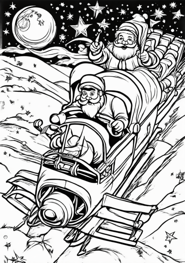 Christmas Coloring Book with Unique Rocket Santa Designs - 11 Pages - Image 4