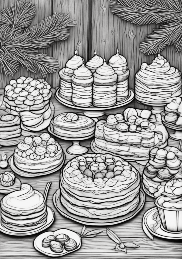 Christmas Desserts Coloring Book - Printable Designs - 11 Pages - Image 2