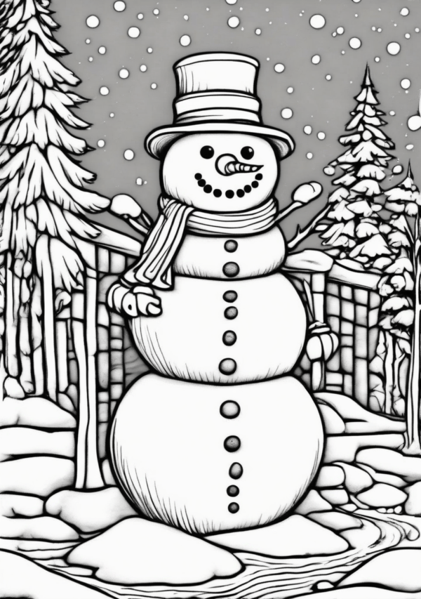 Christmas Snowman Scenes Coloring Book - 11 Pages - Image 2