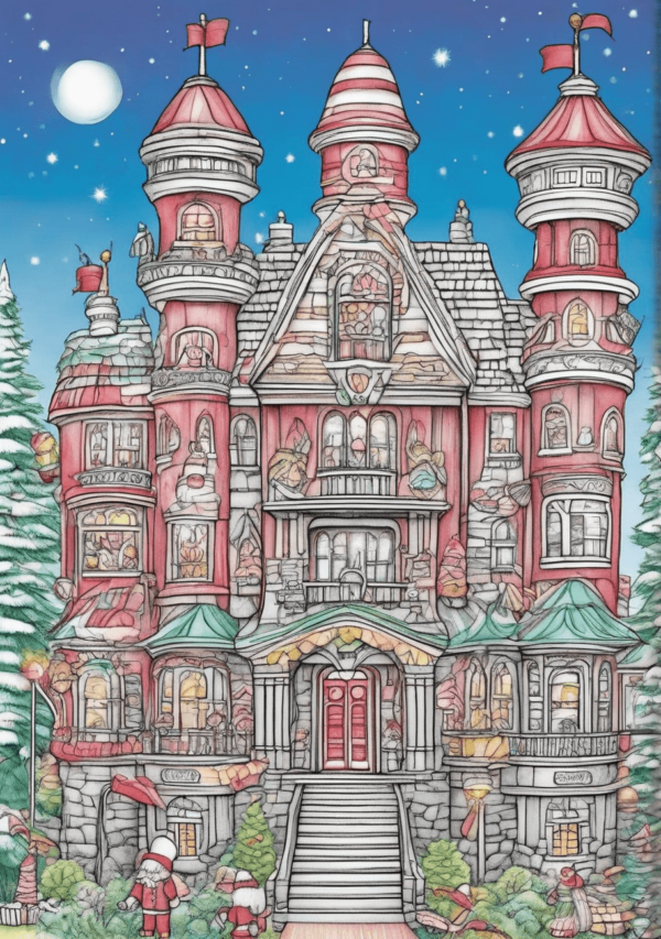 Enchanting Christmas Castle Coloring Book - 11 Pages - Image 2