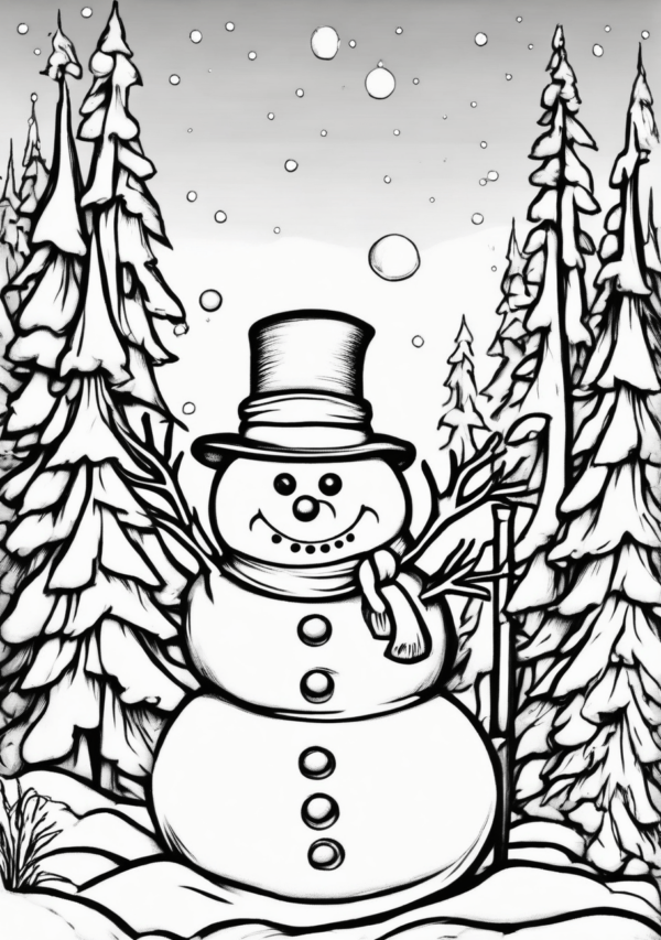 Christmas Snowman Scenes Coloring Book - 11 Pages - Image 3