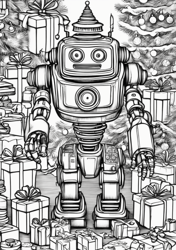 Christmas Robot Coloring Book - Fun and Relaxing Designs - 11 Pages - Image 3