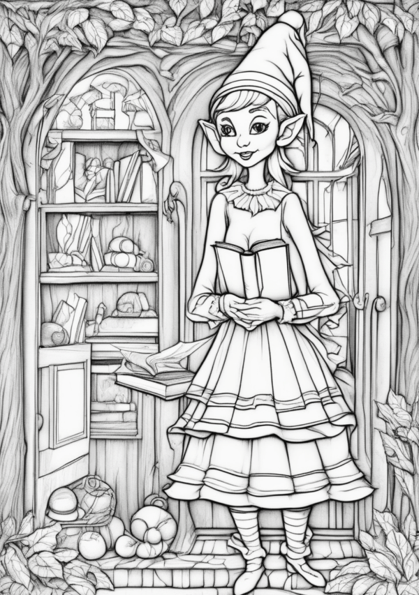 Enchanting Christmas Elf Coloring Book - 11 Pages