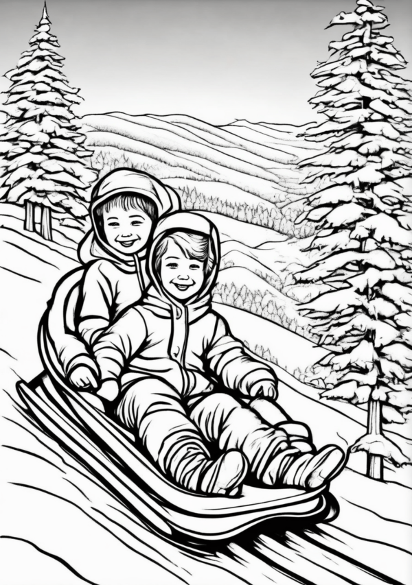 Christmas Coloring Book: Sledge Adventure Scenes - 11 Pages