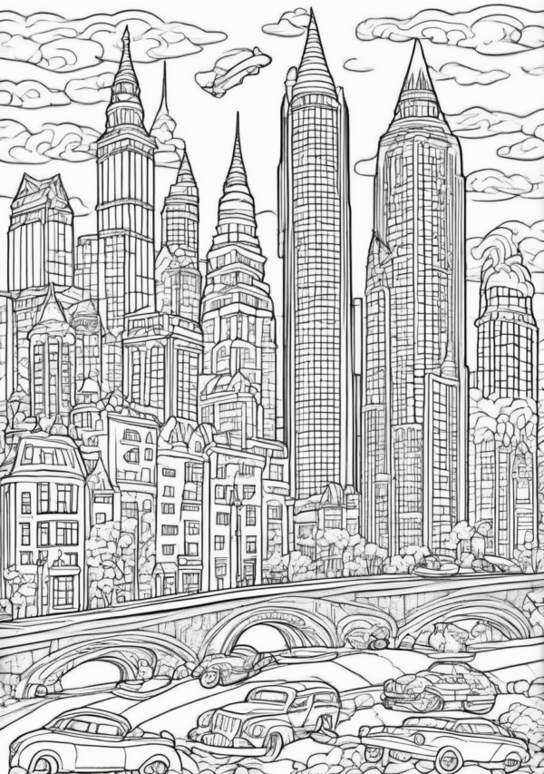 Beautiful Christmas Cityscapes Coloring Book - 11 Pages - Image 3