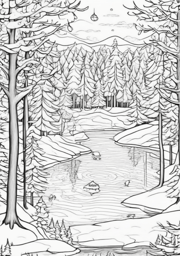 Christmas Nature Scenes Coloring Book - 11 Pages - Image 2