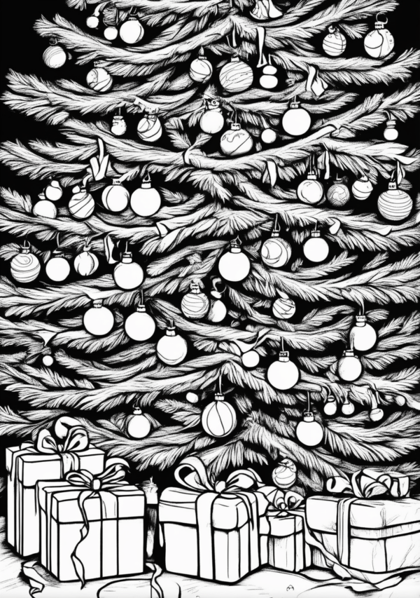 Christmas Tree Coloring Book Digital Download - 11 Pages