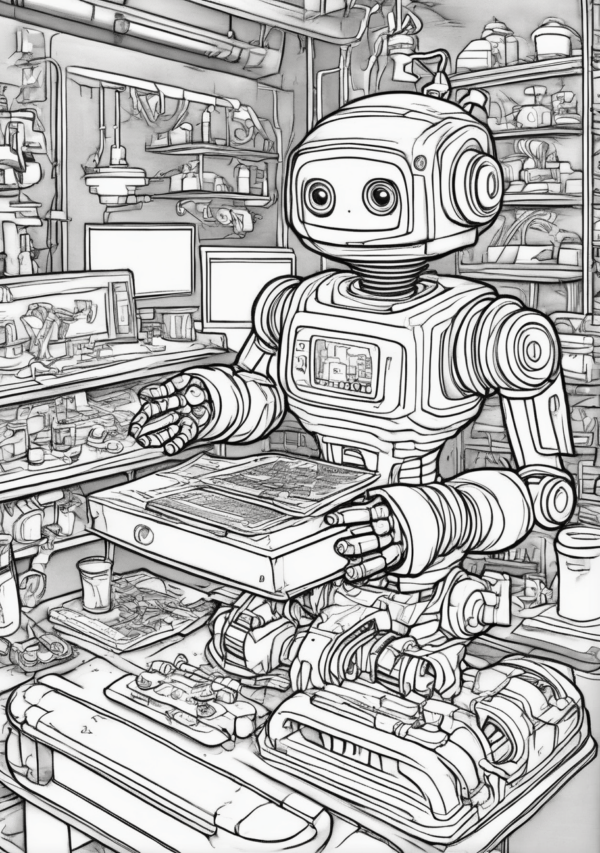 Unique Christmas Coloring Book with Robots - 11 Pages - Image 4