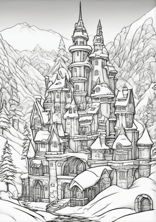 Enchanting Winter Castles Coloring Book - 11 Pages - Image 3