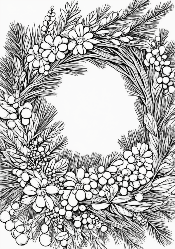 Christmas Wreath Coloring Pages Digital Download - 11 Pages - Image 2