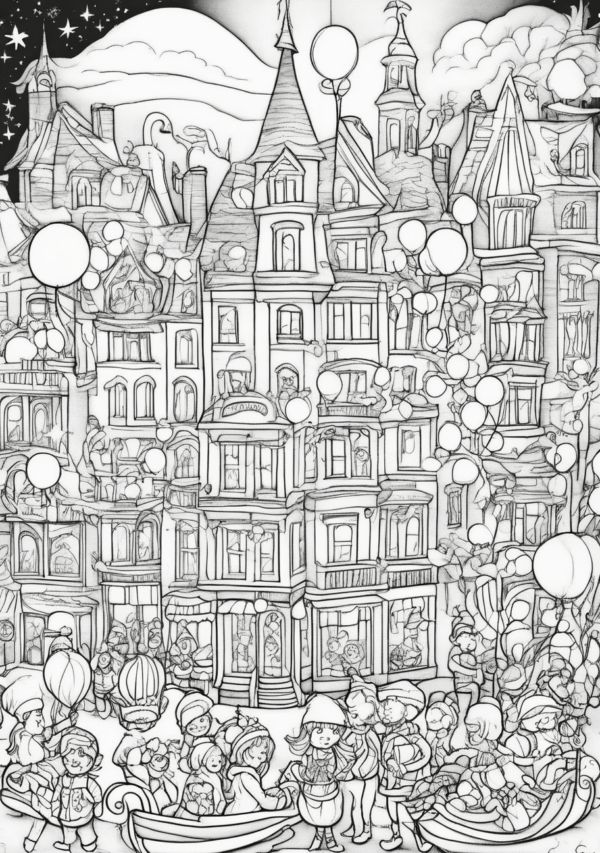 Christmas Scenes Digital Coloring Book - 11 Pages - Image 3