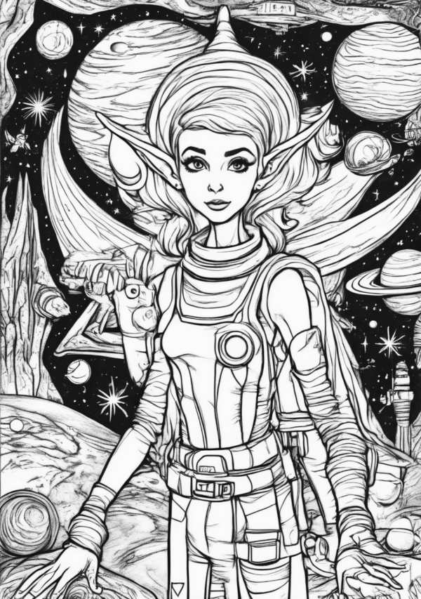 Space Elf Christmas Coloring Book | Digital Download - 11 Pages