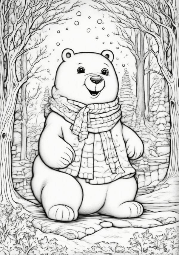 Whimsical Christmas Bear Coloring Set - 11 Pages - Image 2